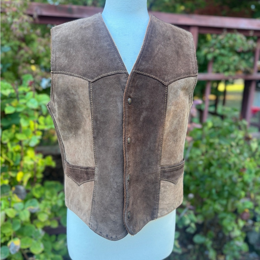 PIONEER Two-Tone Brown Lined Suede Vest